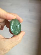 Load image into Gallery viewer, 34mm Type A 100% Natural oily dark green(老油青) Jadeite Jade Safety Guardian lenticular disc Button donuts pendant PA106
