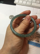 Load image into Gallery viewer, 52.5mm Certified Type A 100% Natural icy watery deep sea dark green/blue/gray/black Guatemala slim round cut Jadeite bangle PB141-8130
