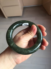 Load image into Gallery viewer, 59mm certified 100% Natural dark green/gray/black chubby round cut nephrite Hetian Jade bangle HF86-0209
