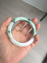 Load image into Gallery viewer, 56.7mm certified 100% natural type A sunny green/white jadeite jade bangle BK71-5217
