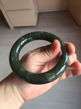 Load image into Gallery viewer, 59mm certified 100% Natural dark green/gray/black chubby round cut nephrite Hetian Jade bangle HF86-0209
