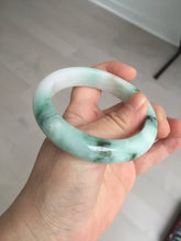 Load image into Gallery viewer, 56.7mm certified 100% natural type A sunny green/white jadeite jade bangle BK71-5217
