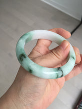 Load image into Gallery viewer, 56.7mm certified 100% natural type A sunny green/white jadeite jade bangle BK71-5217
