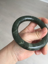 Load image into Gallery viewer, 59mm certified 100% Natural dark green/gray/black chubby round cut nephrite Hetian Jade bangle HF86-0209
