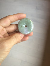 Load image into Gallery viewer, 37mm Type A 100% Natural light green purple Jadeite Jade Safety Guardian Button donuts pendant PA108
