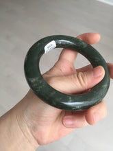 Load image into Gallery viewer, 59mm certified 100% Natural dark green/gray/black chubby round cut nephrite Hetian Jade bangle HF86-0209
