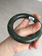 Load image into Gallery viewer, 59mm certified 100% Natural dark green/gray/black chubby round cut nephrite Hetian Jade bangle HF86-0209
