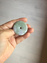Load image into Gallery viewer, 37mm Type A 100% Natural light green purple Jadeite Jade Safety Guardian Button donuts pendant PA108
