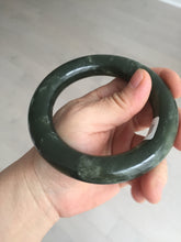 Load image into Gallery viewer, 59mm certified 100% Natural dark green/gray/black chubby round cut nephrite Hetian Jade bangle HF86-0209
