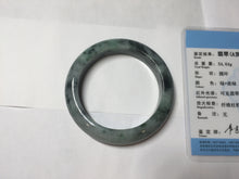 Load image into Gallery viewer, 52.5mm certified Type A 100% Natural dark green/black Jadeite Jade bangle PD135-6275
