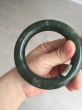 Load image into Gallery viewer, 59mm certified 100% Natural dark green/gray/black chubby round cut nephrite Hetian Jade bangle HF86-0209
