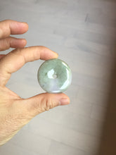 Load image into Gallery viewer, 37mm Type A 100% Natural light green purple Jadeite Jade Safety Guardian Button donuts pendant PA108
