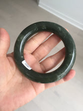 Load image into Gallery viewer, 59mm certified 100% Natural dark green/gray/black chubby round cut nephrite Hetian Jade bangle HF86-0209
