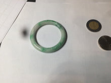 Load image into Gallery viewer, 35-38mm Type A 100% Natural sunny green/white Jadeite Jade kids bangle /scarf button group BF100
