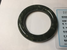 Load image into Gallery viewer, 55.5mm certified 100% Natural dark green/gray/black chubby round cut nephrite Hetian Jade bangle HF85-0882
