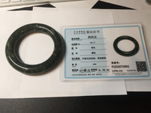 Load image into Gallery viewer, 55.5mm certified 100% Natural dark green/gray/black chubby round cut nephrite Hetian Jade bangle HF85-0882
