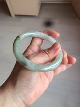 Load image into Gallery viewer, 56mm certified 100% natural type A light green/white chubby round cut jadeite jade bangle AK66-3498
