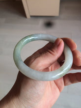 Load image into Gallery viewer, 56mm certified 100% natural type A light green/white chubby round cut jadeite jade bangle AK66-3498
