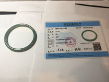 Load image into Gallery viewer, 55.5mm Certified Type A 100% Natural icy watery deep sea dark green/blue/gray/black Guatemala slim round cut Jadeite bangle PB144-8149
