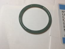 Load image into Gallery viewer, 55.5mm Certified Type A 100% Natural icy watery deep sea dark green/blue/gray/black Guatemala slim round cut Jadeite bangle PB144-8149
