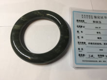 Load image into Gallery viewer, 59mm certified 100% Natural dark green/gray/black chubby round cut nephrite Hetian Jade bangle HF86-0209
