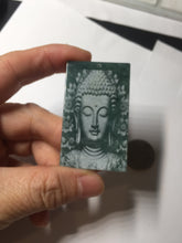 Load image into Gallery viewer, 100% natural blue/gray Guatemala  jadeite jade Guanyin (观音) safe and sound pendant/worry stone/decor PD194
