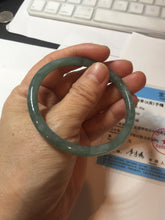 Load image into Gallery viewer, 55.5mm Certified Type A 100% Natural icy watery deep sea dark green/blue/gray/black Guatemala slim round cut Jadeite bangle PB144-8149

