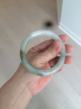 Load image into Gallery viewer, 56mm certified 100% natural type A light green/white chubby round cut jadeite jade bangle AK66-3498
