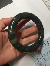 Load image into Gallery viewer, 59mm certified 100% Natural dark green/gray/black chubby round cut nephrite Hetian Jade bangle HF86-0209
