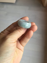 Load image into Gallery viewer, Size 10 1/2 100% natural type A light green white purple broad jadeite jade band ring thumb ring PA176
