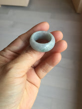 Load image into Gallery viewer, Size 10 1/2 100% natural type A light green white purple broad jadeite jade band ring thumb ring PA176
