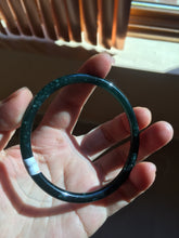 Load image into Gallery viewer, 61.5mm Certified Type A 100% Natural dark green/blue/gray Guatemala slim round cut Jadeite bangle PD22-4457
