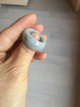 Load image into Gallery viewer, Size 10 1/2 100% natural type A light green white purple broad jadeite jade band ring thumb ring PA176
