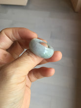 Load image into Gallery viewer, Size 10 1/2 100% natural type A light green white purple broad jadeite jade band ring thumb ring PA176
