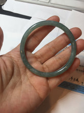 Load image into Gallery viewer, 55.5mm Certified Type A 100% Natural icy watery deep sea dark green/blue/gray/black Guatemala slim round cut Jadeite bangle PB144-8149
