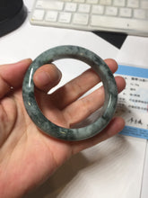Load image into Gallery viewer, 55.8mm Certified Type A 100% Natural dark green gray black Jadeite bangle PD136-6286
