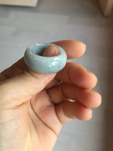 Load image into Gallery viewer, Size 10 1/2 100% natural type A light green white purple broad jadeite jade band ring thumb ring PA176
