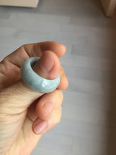 Load image into Gallery viewer, Size 10 1/2 100% natural type A light green white purple broad jadeite jade band ring thumb ring PA176
