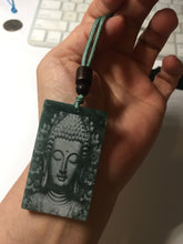 Load image into Gallery viewer, 100% natural blue/gray Guatemala  jadeite jade Guanyin (观音) safe and sound pendant/worry stone/decor PD194
