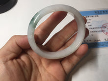 Load image into Gallery viewer, 52mm certified type A 100% Natural green/white oval jadeite jade bangle BK125-0256
