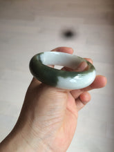 Load image into Gallery viewer, 54.8mm certified type A 100% Natural oily dark green/white(半山半水) chubby Jadeite Jade bangle C82-4436
