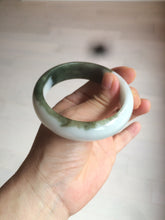 Load image into Gallery viewer, 54.8mm certified type A 100% Natural oily dark green/white(半山半水) chubby Jadeite Jade bangle C82-4436
