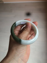 Load image into Gallery viewer, 54.8mm certified type A 100% Natural oily dark green/white(半山半水) chubby Jadeite Jade bangle C82-4436
