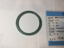 Load image into Gallery viewer, 53mm Certified Type A 100% Natural icy watery deep sea dark green/blue/gray/black Guatemala slim round cut Jadeite bangle PB146-8141
