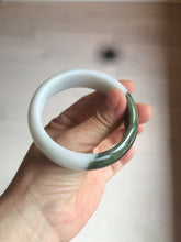 Load image into Gallery viewer, 54.8mm certified type A 100% Natural oily dark green/white(半山半水) chubby Jadeite Jade bangle C82-4436
