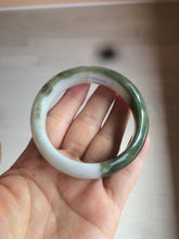 Load image into Gallery viewer, 54.8mm certified type A 100% Natural oily dark green/white(半山半水) chubby Jadeite Jade bangle C82-4436
