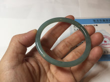 Load image into Gallery viewer, 53mm Certified Type A 100% Natural icy watery deep sea dark green/blue/gray/black Guatemala slim round cut Jadeite bangle PB146-8141
