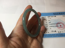 Load image into Gallery viewer, 53mm Certified Type A 100% Natural icy watery deep sea dark green/blue/gray/black Guatemala slim round cut Jadeite bangle PB146-8141
