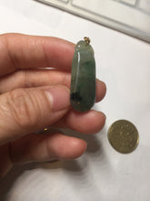 Load image into Gallery viewer, 100% Natural type A icy watery dark green/black Jadeite Jade blessed melon pendant PC124-2
