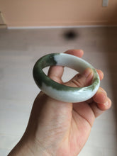 Load image into Gallery viewer, 54.8mm certified type A 100% Natural oily dark green/white(半山半水) chubby Jadeite Jade bangle C82-4436
